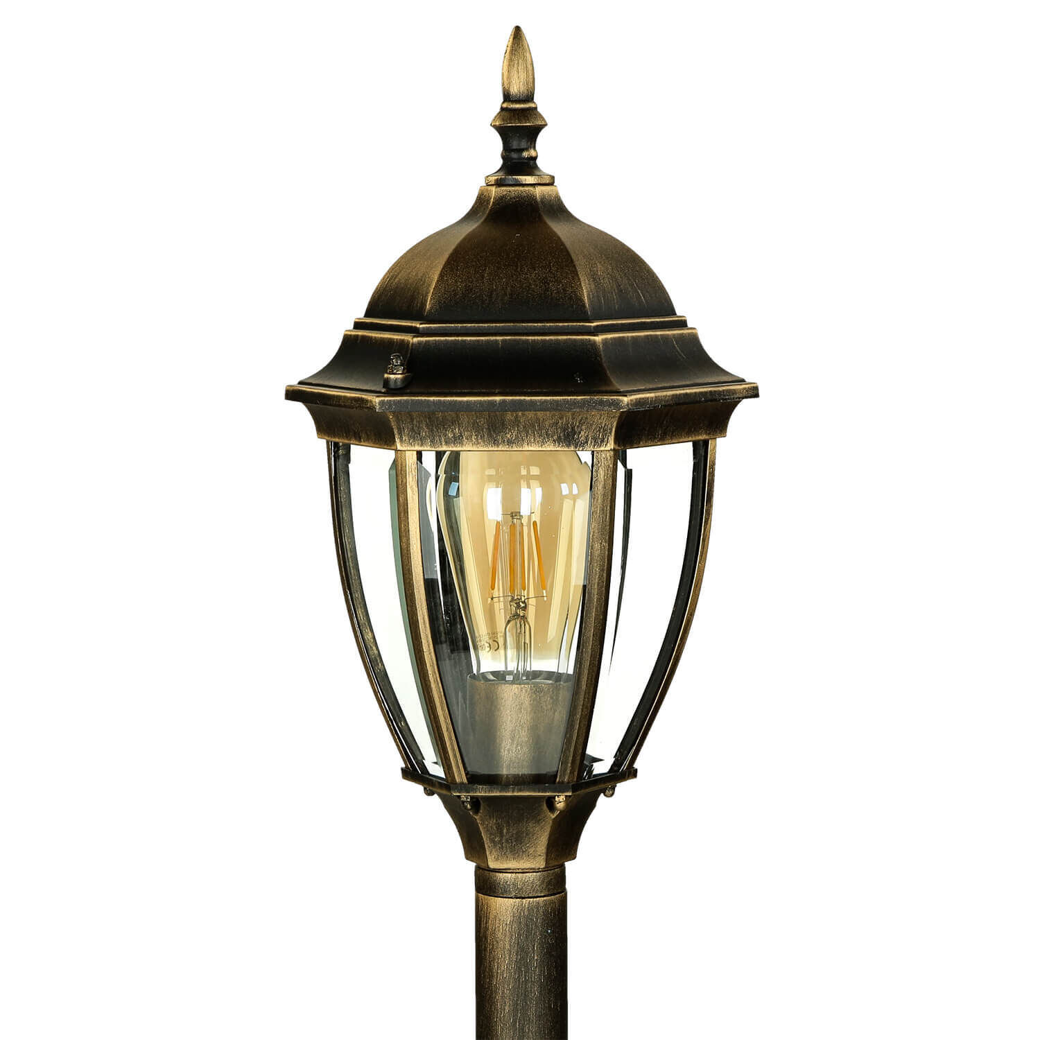 Rustikale Standleuchte Garten E27 Gold Antik Glas