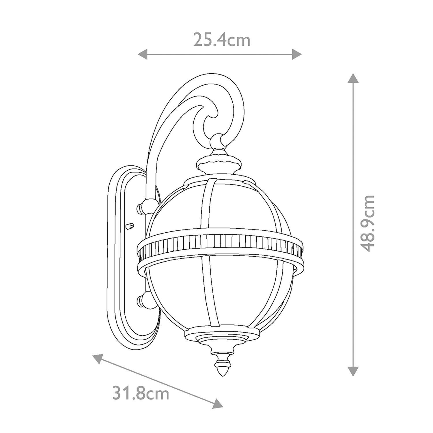 Vintage Wandlampe außen Aluminium Glas H: 48,9 cm IP44 E14