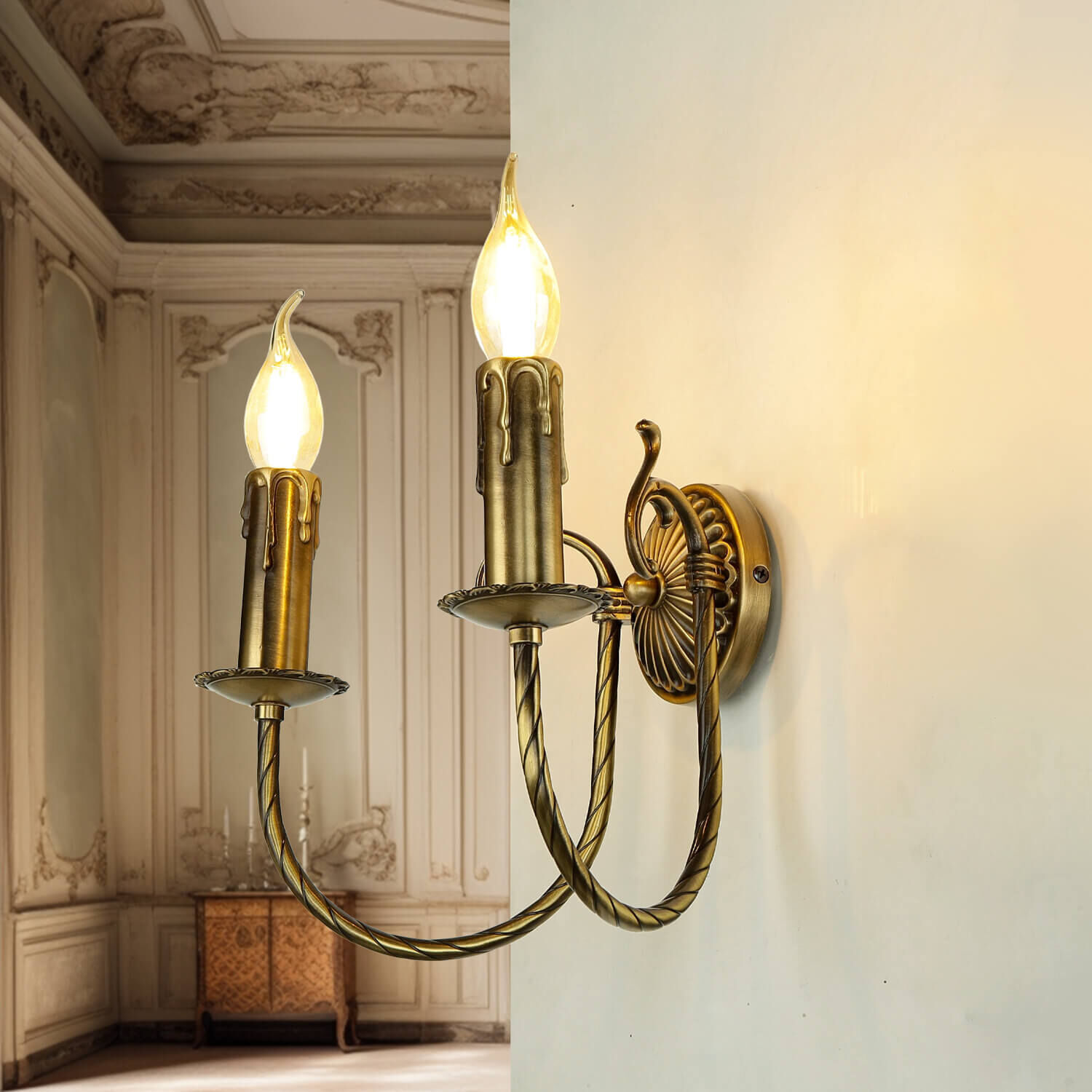 Jugendstil Wandlampe Bronze Hell