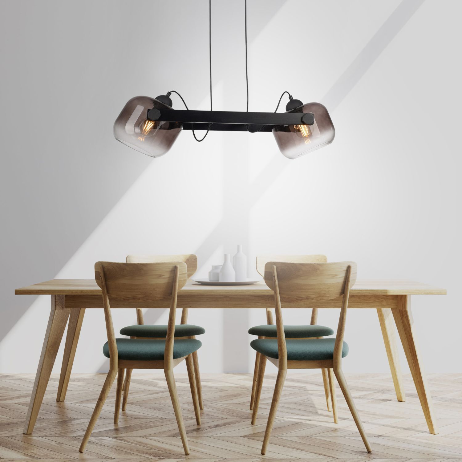 Hängelampe Glas Metall E27 68 cm 2-flammig schwenkbar