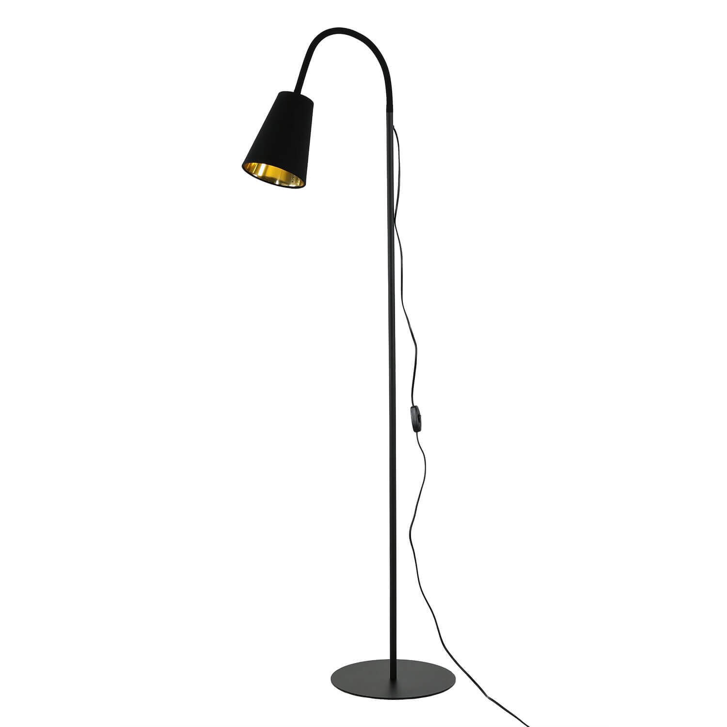 Stehlampe Metall flexibel 145 cm E27 Schwarz Gold