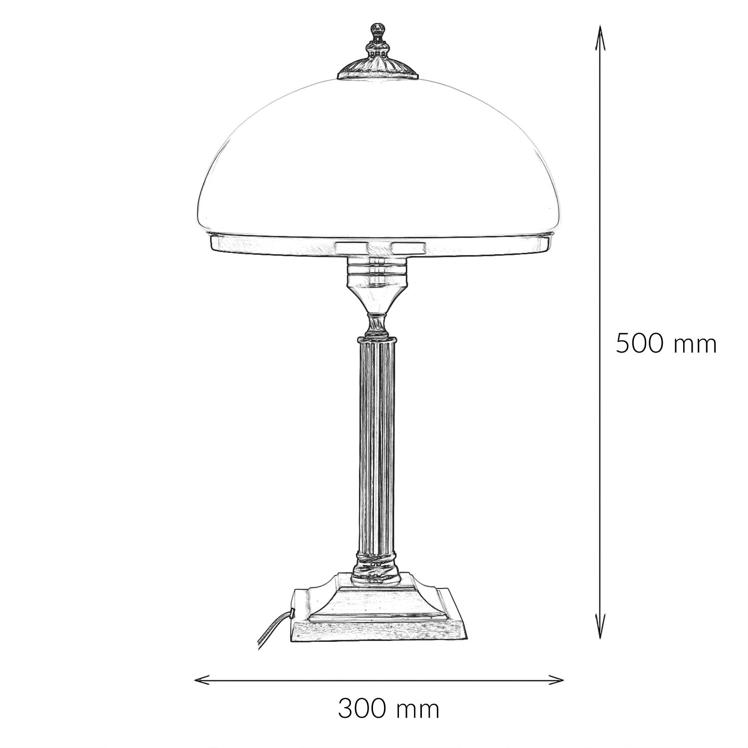 Tischleuchte MARLOW 50cm in Messing antik Jugendstil