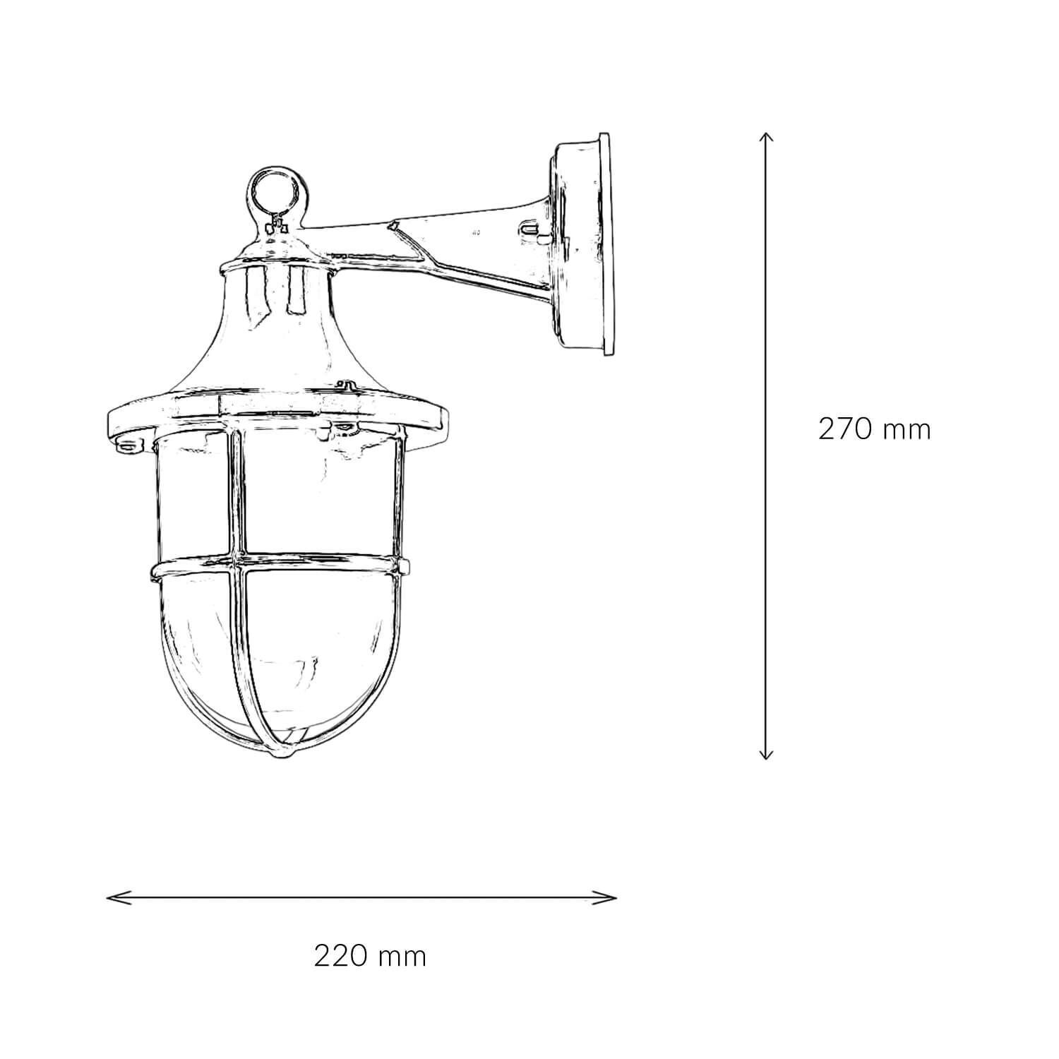 Außenlampe Wand E27 IP64 in Kupfer Glas Messing Maritim