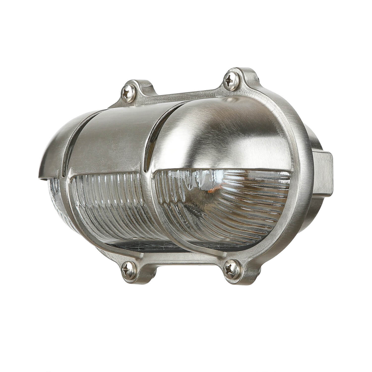 Wandlampe Nickel IP64 Echt-Messing oval Maritim