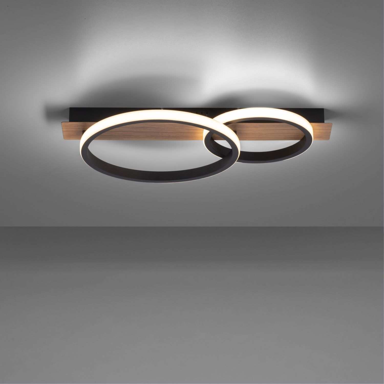 LED Deckenlampe Holz Metall Natur Schwarz 53 cm 3200 lm