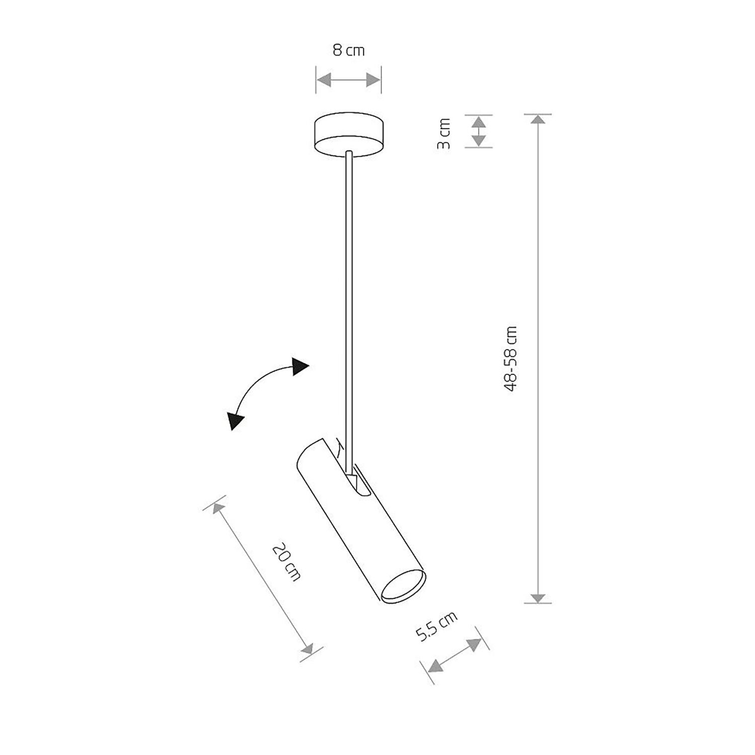 Deckenspot verstellbar Graphit GU10 H: max. 58 cm