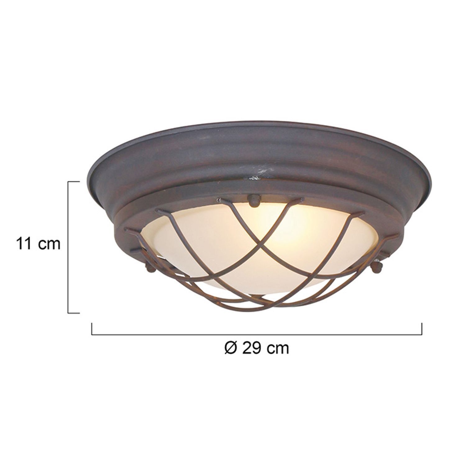 Industrie Deckenlampe Metall Glas Braun Weiß Ø29 cm E27