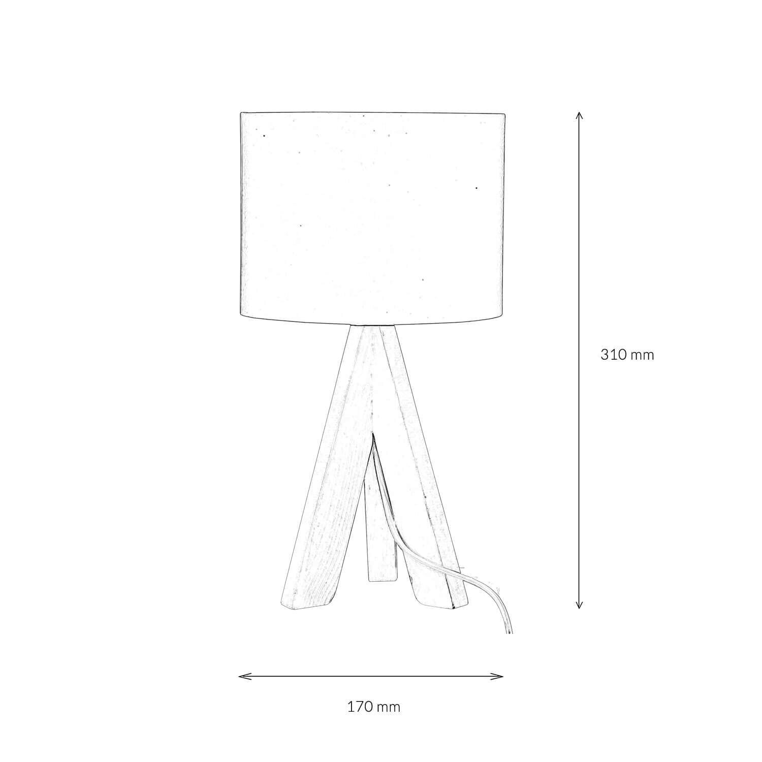 Kleine Tischlampe Holz Stoff H:31cm Ø17cm modern