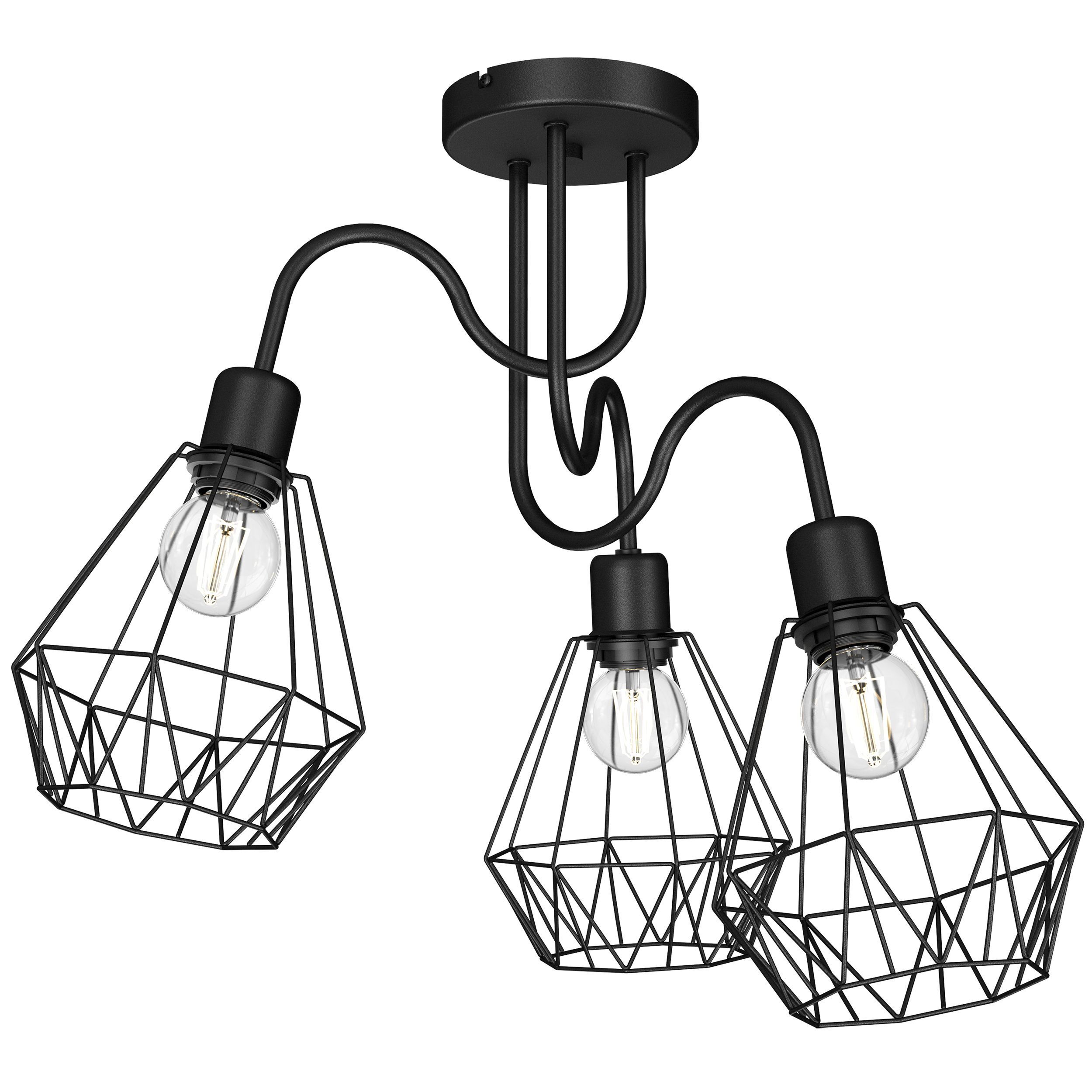 Deckenlampe Draht Schirm Schwarz Retro Design E27