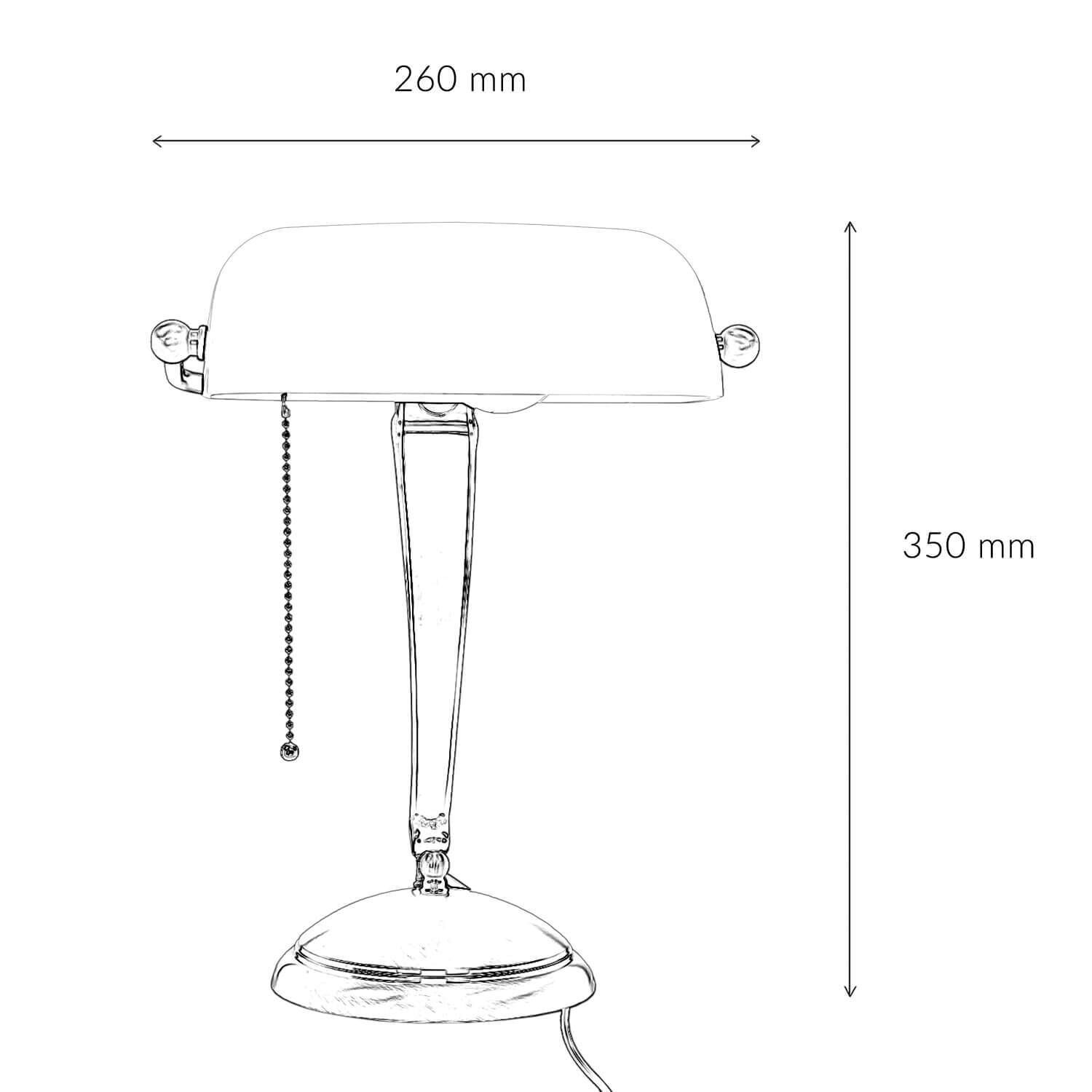 Bankerlampe Bronze aus Messing mit Schirm Weiß