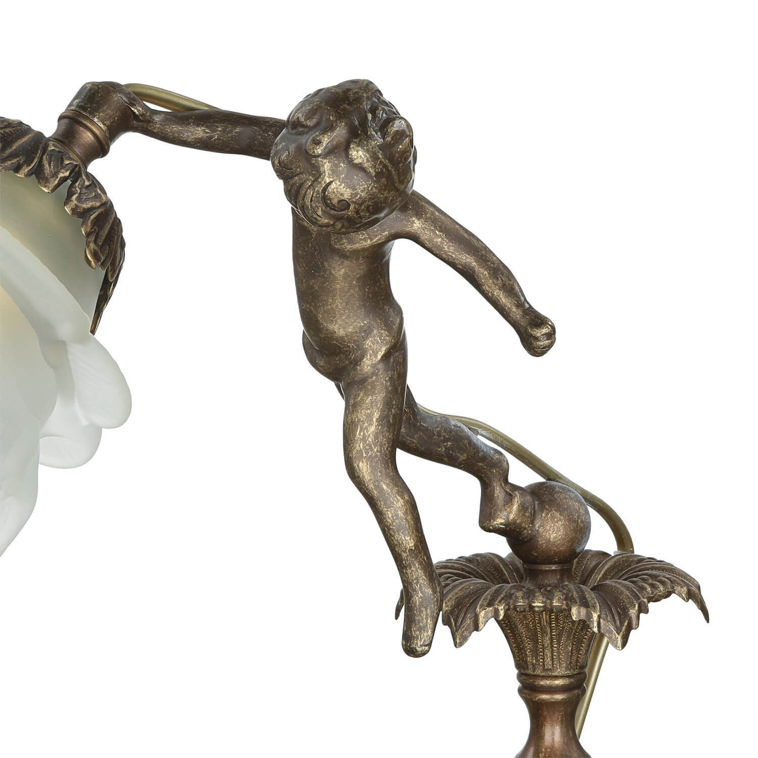 Tischlampe Putti aus Echt-Messing Antik Premium