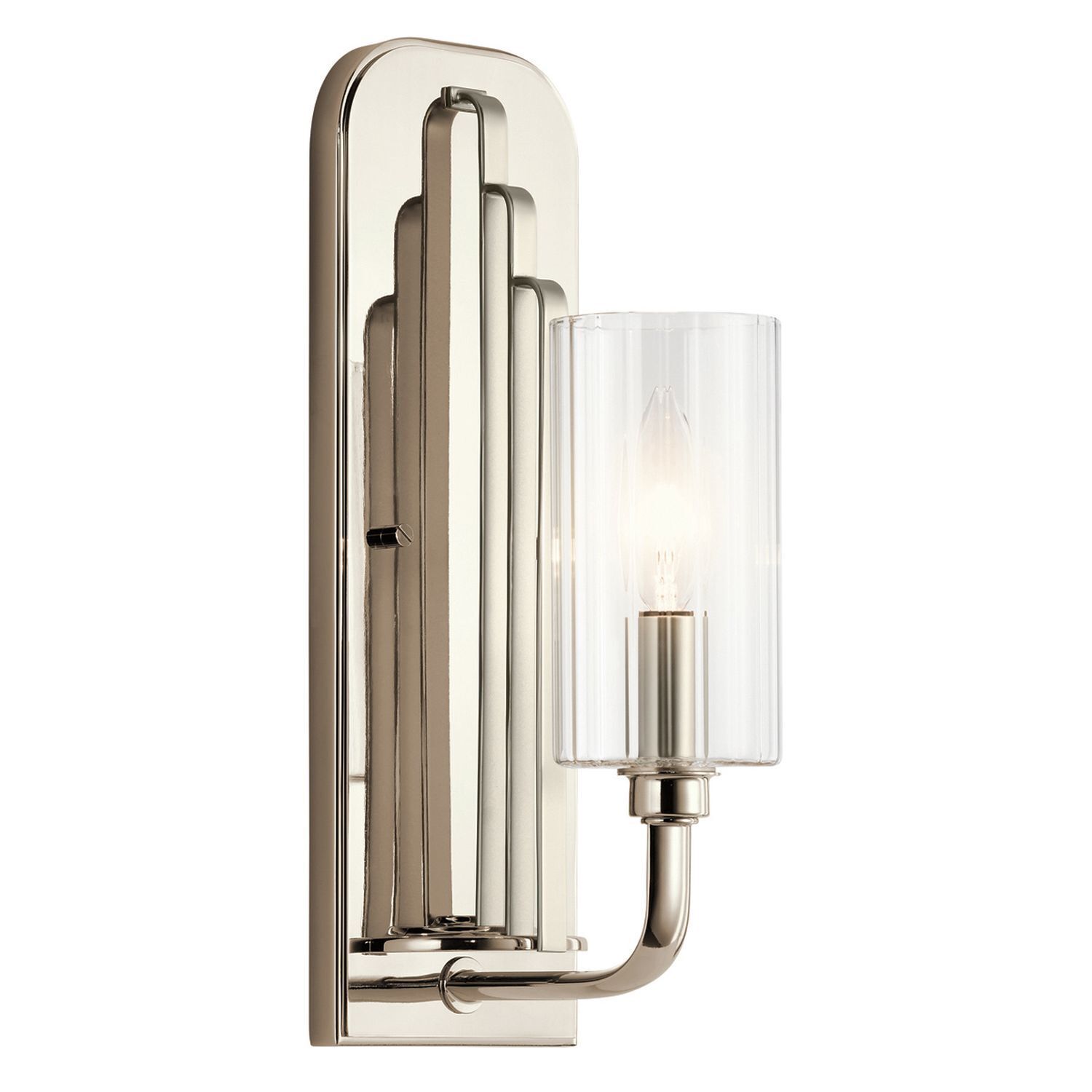 Wandlampe Metall Glas E14 35,5 cm hoch Nickel poliert