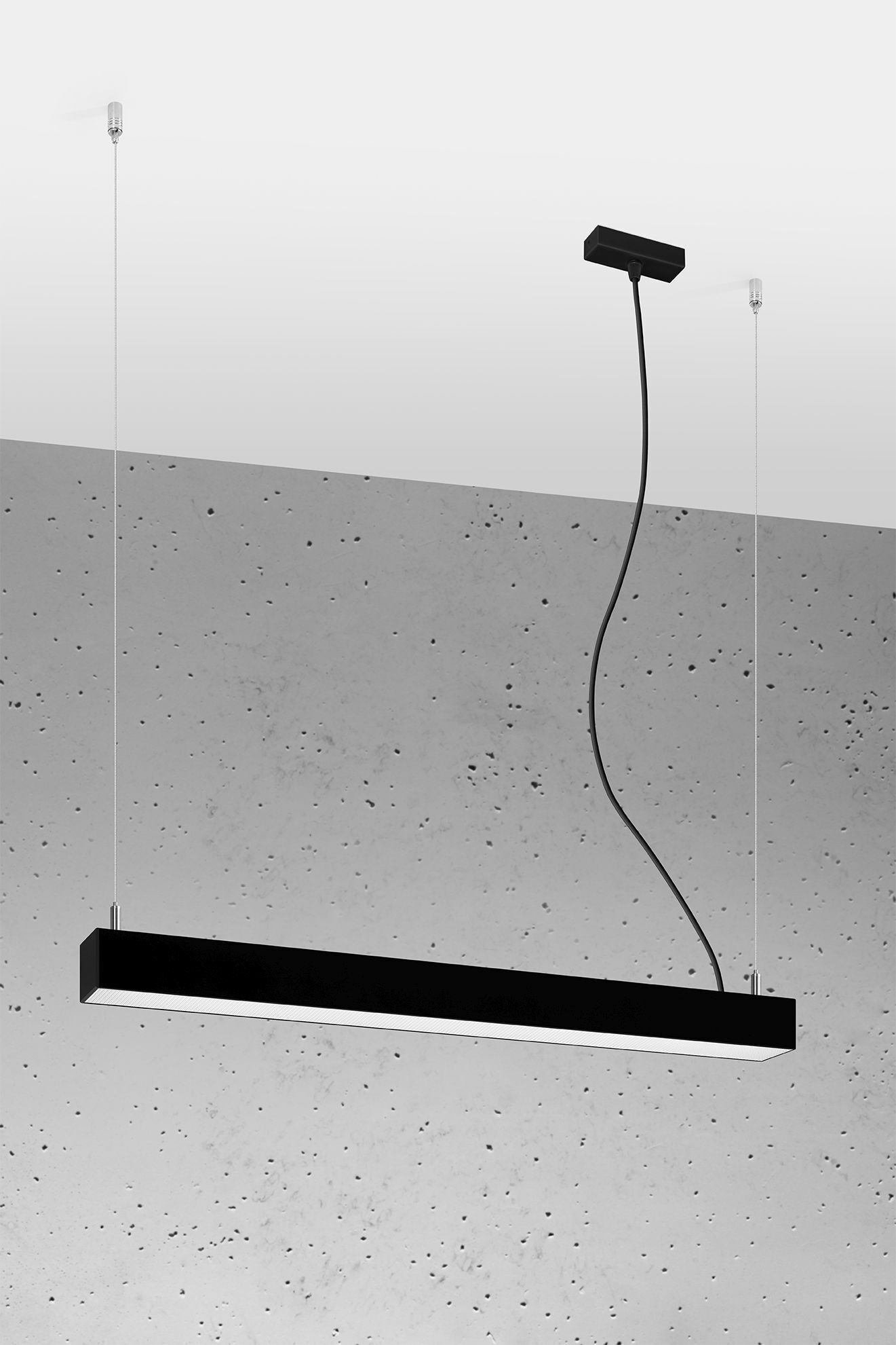 Schwarze Pendelleuchte LED Metall 67 cm länglich 4000 K
