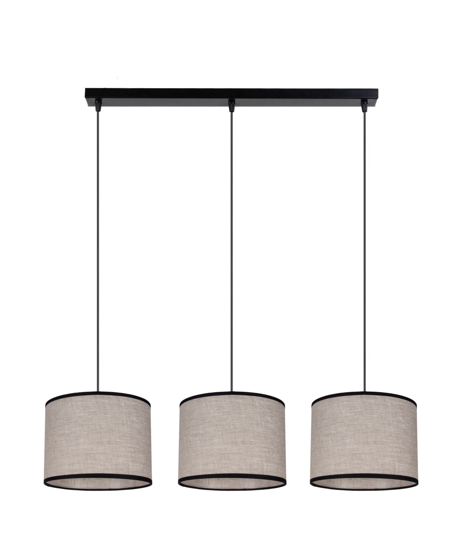 Pendelleuchte Stoff Schwarz Beige E27 70 cm lang 3-flmg