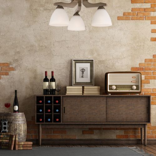 Deckenleuchte BATORY Holz 3-flmg Modern Wohnzimmer