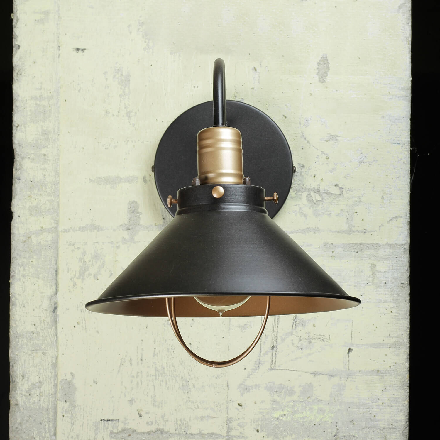 Industrie Wandlampe Schwarz Kupfer E27 T:40cm LOFT