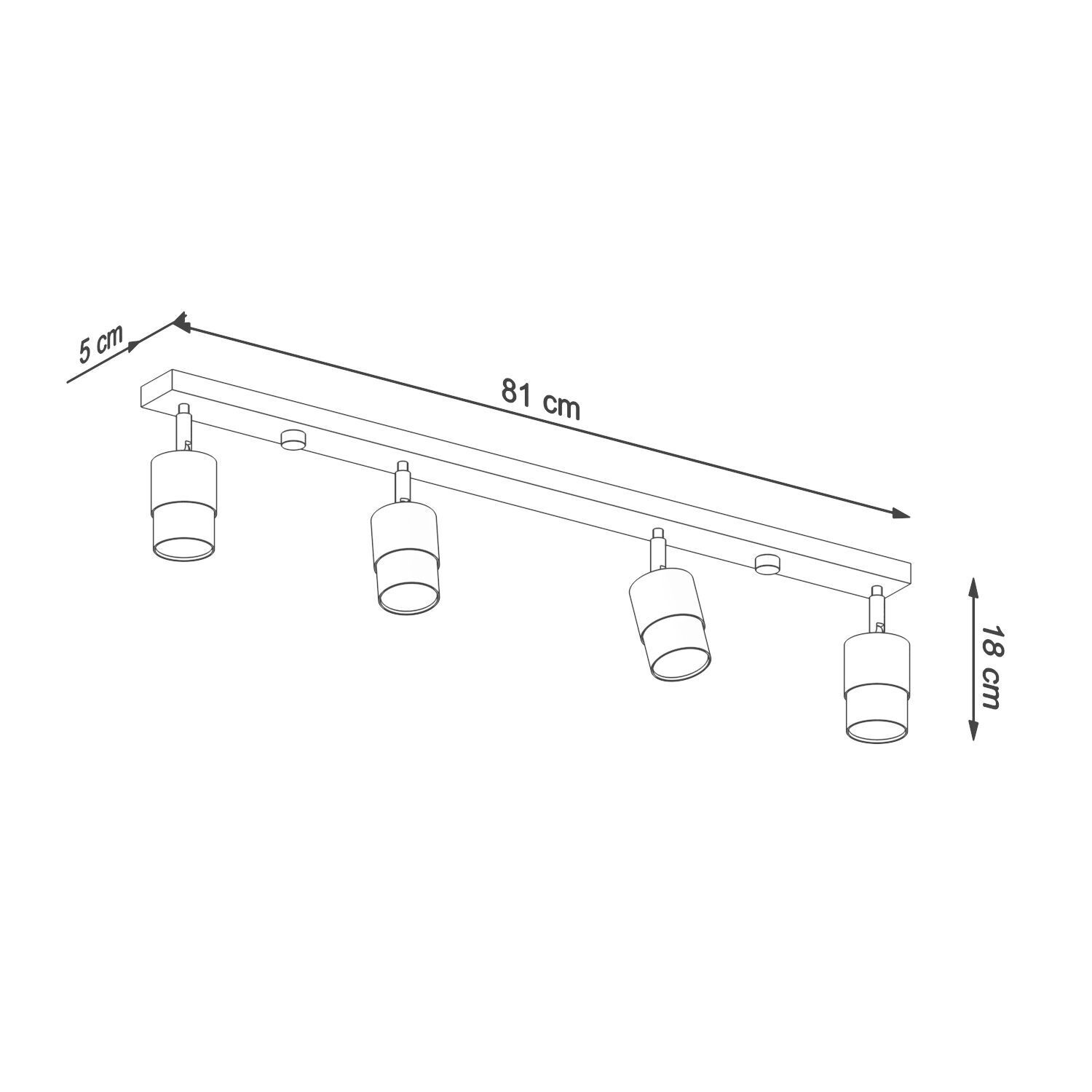 Spot Strahler 4-flammig 81 cm länglich Schwarz Gold GU10