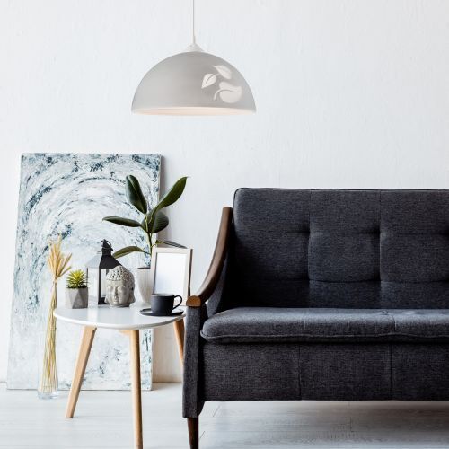Hängelampe Grau Glas rund Esstisch Retro gemütlich