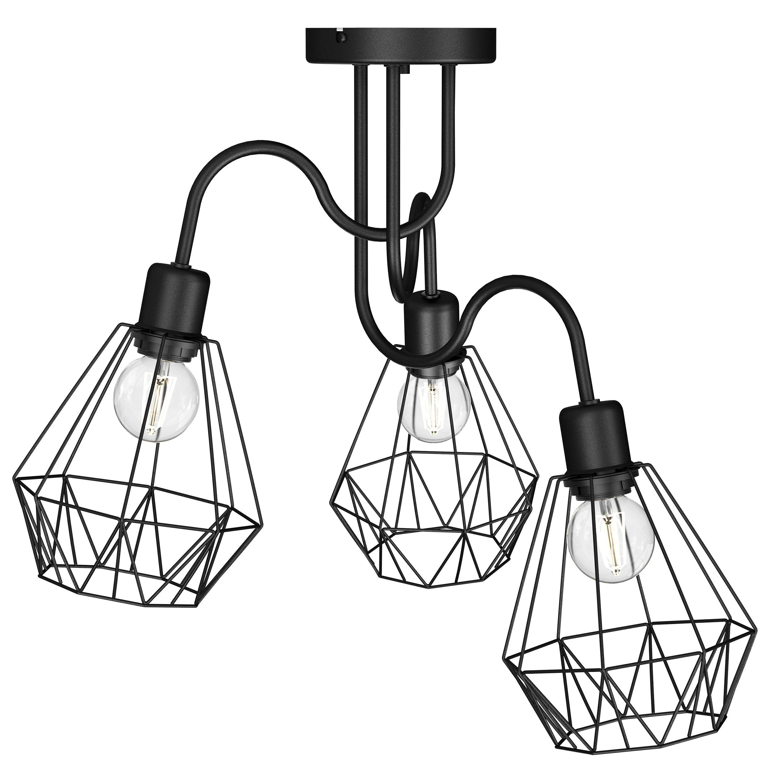 Deckenlampe Draht Schirm Schwarz Retro Design E27