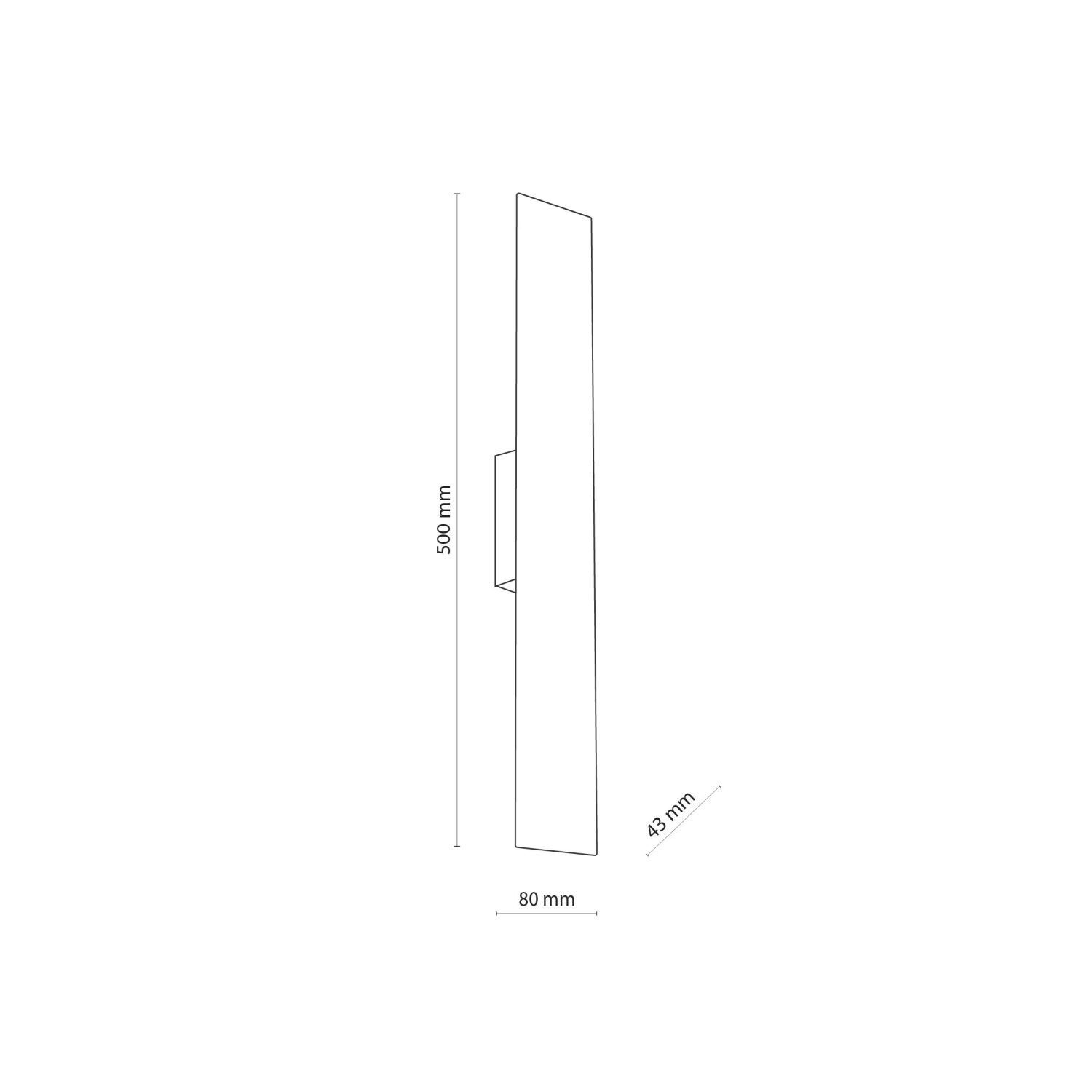 Wandleuchte Schwarz Modern Metall 50 cm lang flach eckig