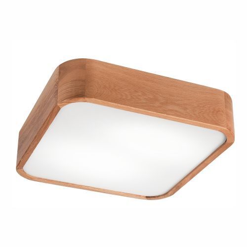 Kleine Deckenleuchte eckig B: 35 cm Holz in für 2x E27