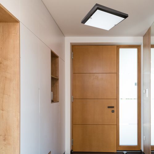 LED Deckenleuchte Braun Holz eckig Wohnzimmer