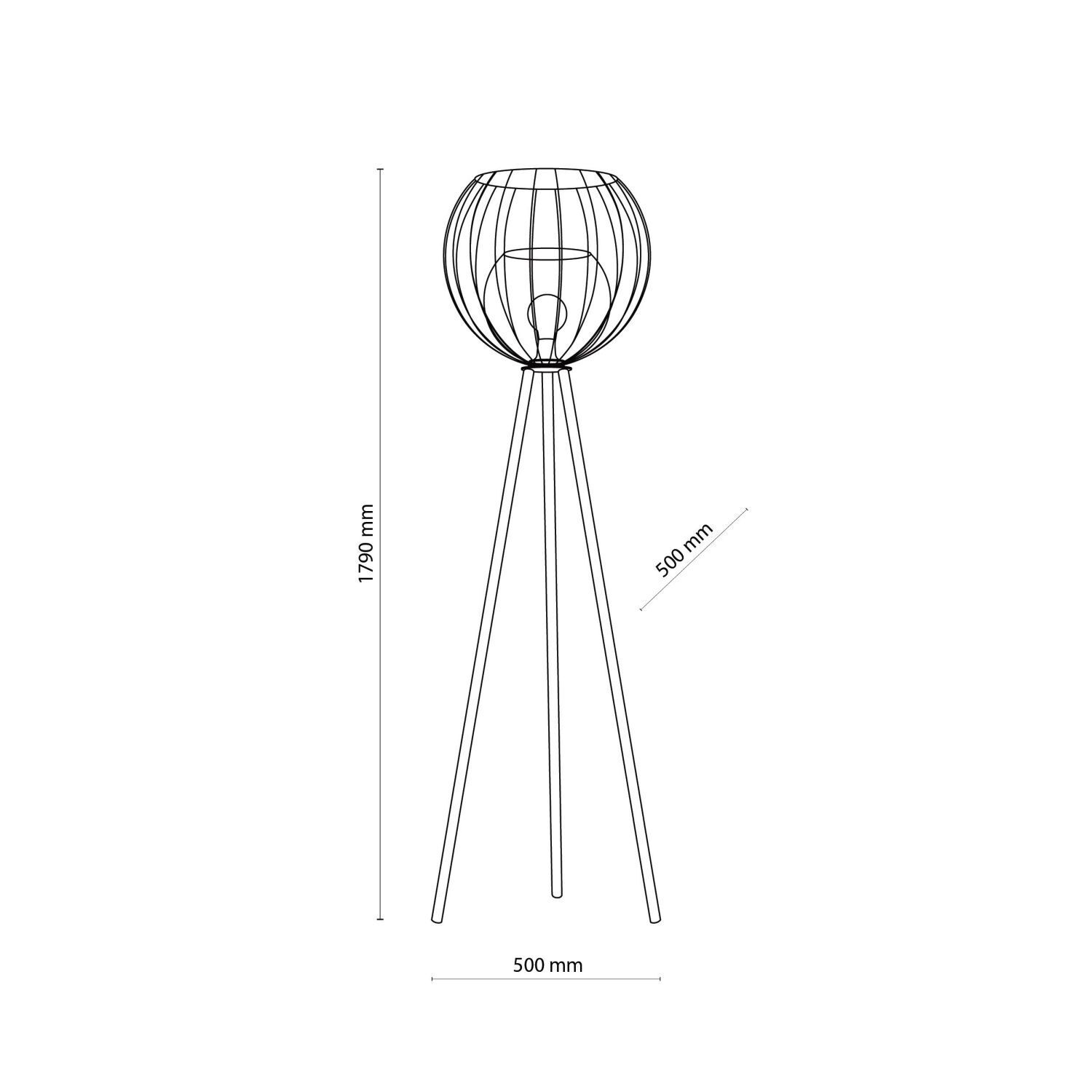 Stehlampe Modern 179 cm hoch Metall Glas Dreibein