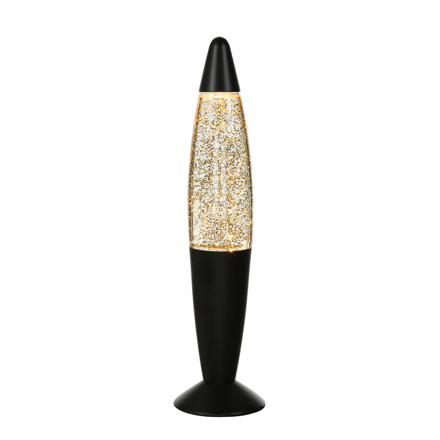 Glitter Lavalampe Schwarz Gold 36 cm Retro TIMMY