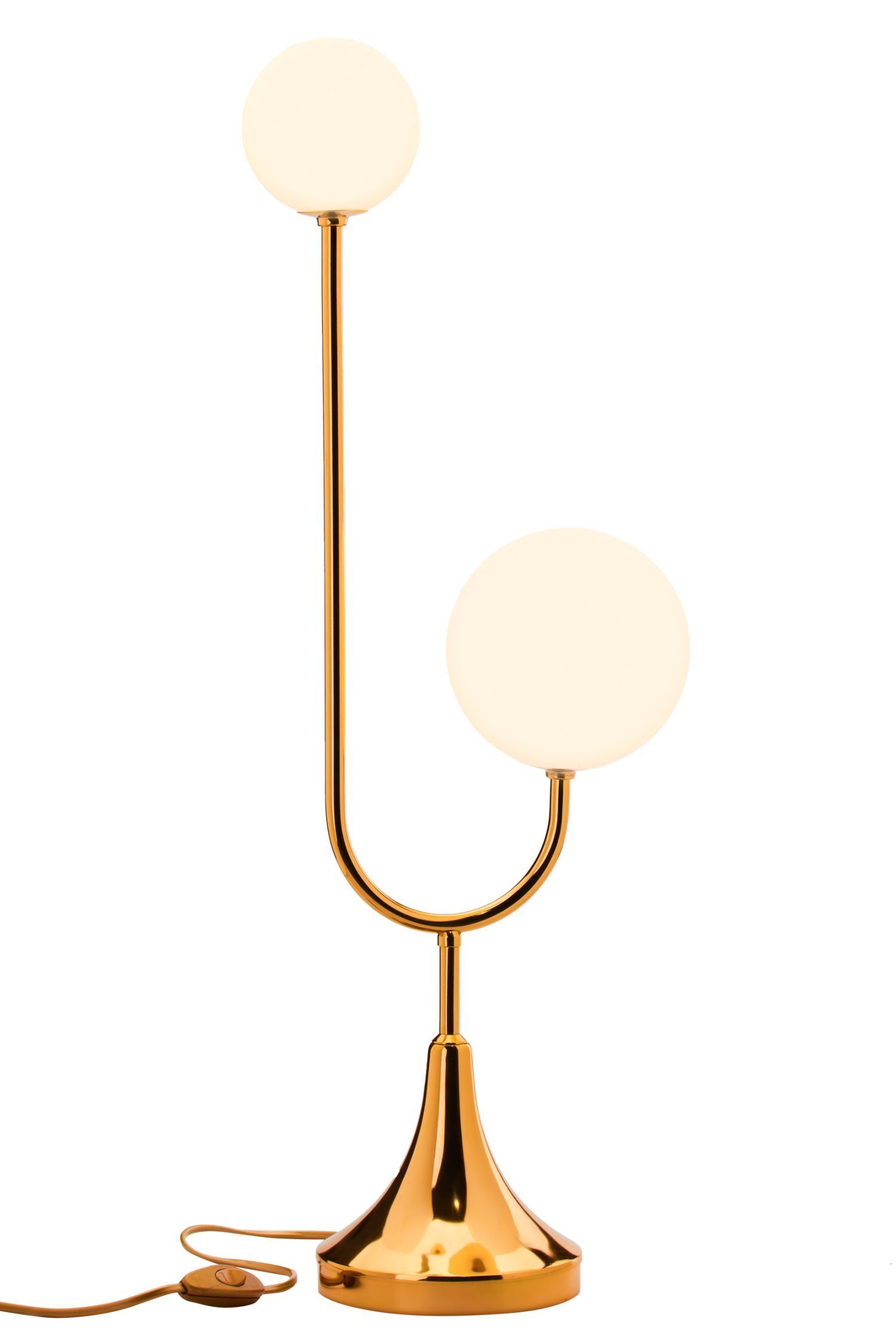 Tischlampe Echt-Messing Glas G9 73 cm hoch in Gold Weiß