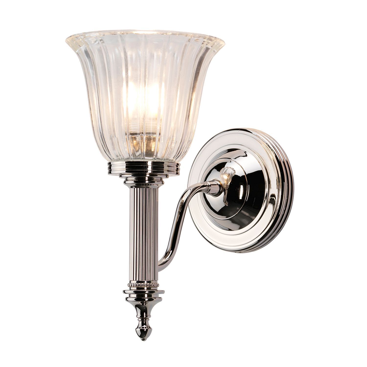 Designer Wandlampe Badezimmer aus Messing in Nickel